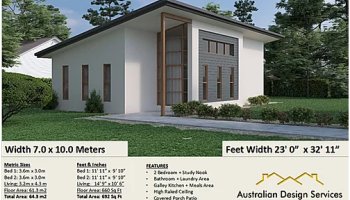 2 Bed + Study Nook Granny Flat Plan